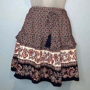 Blue Rain Skirt Floral Tiered Mini Boho Dress